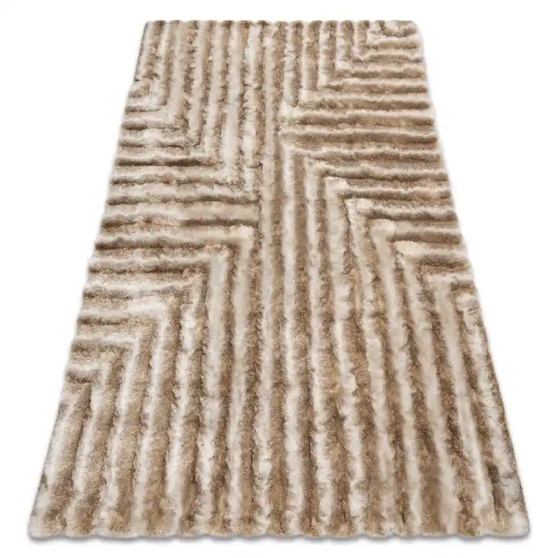 Tappeto moderno FLIM 010-B1 shaggy, labirinto - Structural beige A Buon Prezzo