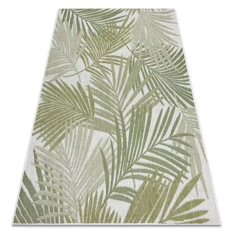 Esclusivo Tappeto SISAL SION foglie di palma, tropicale tessuto piatto ecru / verde