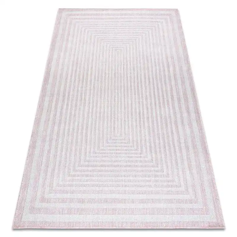Offerta Lampo Tappeto SISAL SION labirinto tessuto piatto rosa / ecru