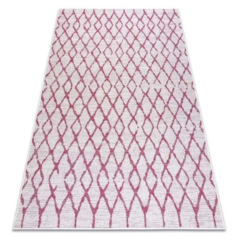 Promo Stagionale Tappeto SISAL SION Traliccio tessuto piatto ecru / fucsia