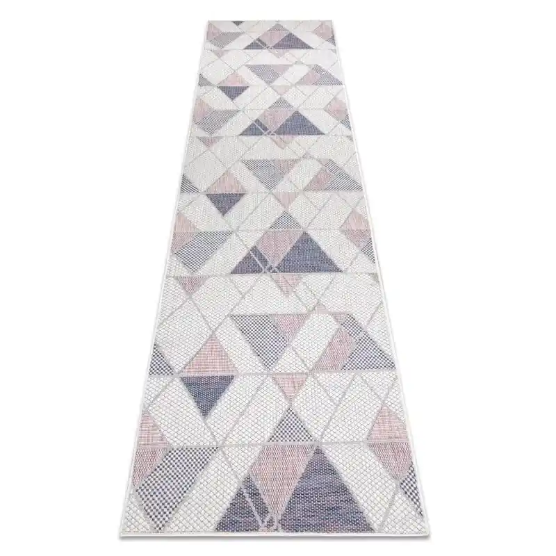 Tappeto SISAL SION tappeti passatoie Geometrico, triangoli tessuto piatto ecru / rosa Promozione Esclusiva
