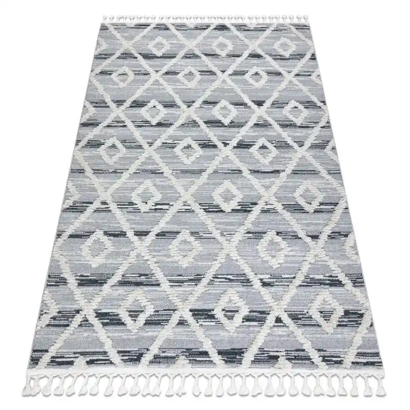Tappeto SEVILLA Z555A traliccio, diamanti grigio / bianca Frange berbero marocchino shaggy Offerta