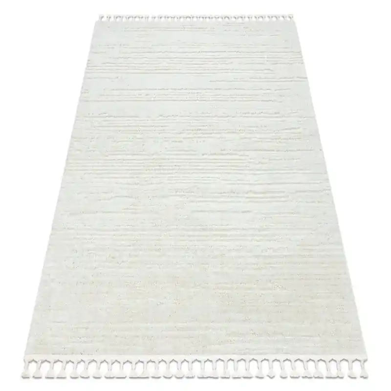 Tappeto SEVILLA AC53B strisce bianca Frange berbero marocchino shaggy Ultima Occasione