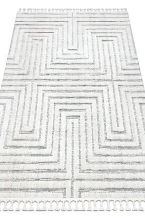 Acquista Ora Tappeto SEVILLA Z788A labirinto, greco bianca / grigio Frange berbero marocchino shaggy