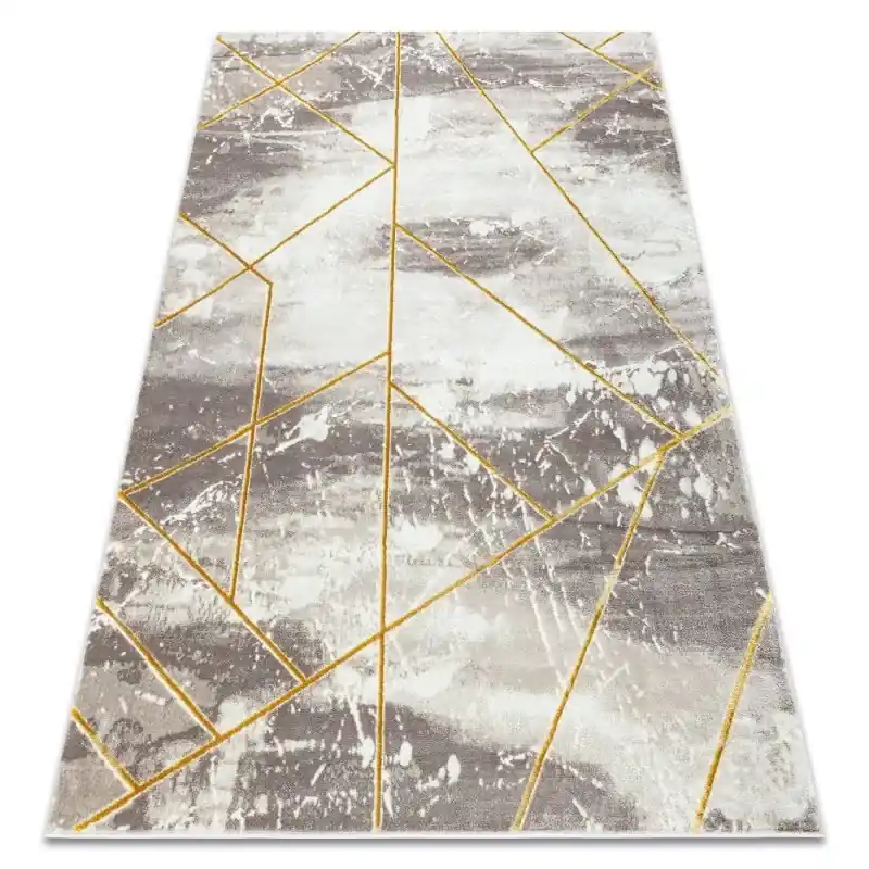 Tappeto CORE Geometrico - strutturale, due livelli di pile, avorio / oro Compra Oggi Stesso