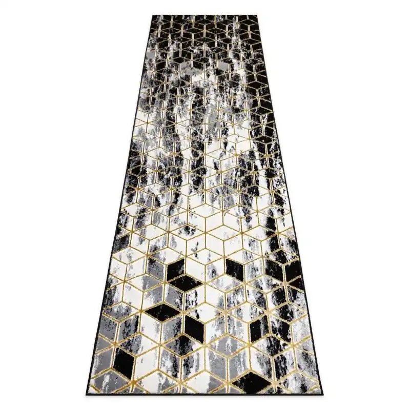 Tappeto, tappeti passatoie GLOSS moderno 409A 82 Cubo elegante, glamour, art deco nero / grigio / oro Soddisfatti O Rimborsati