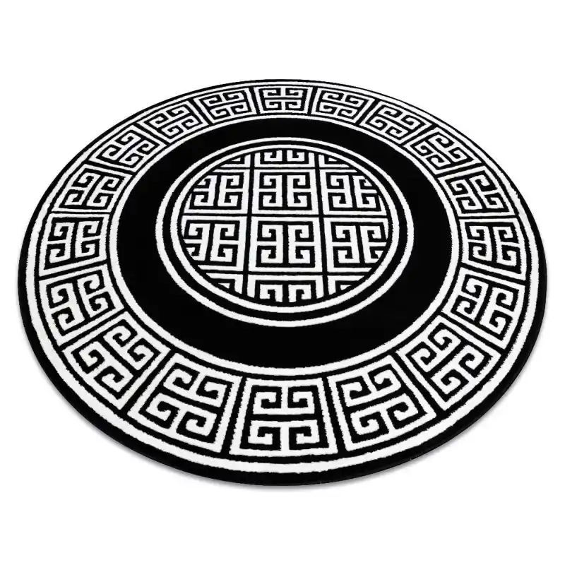 Tappeto GLOSS cerchio moderno 85 elegante, telaio, greco nero / avorio Affare