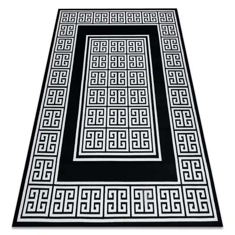 Tappeto GLOSS moderno 85 elegante, telaio, greco nero / avorio Quantità Limitata