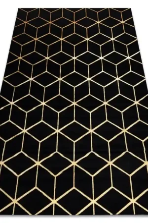 Acquista Ora Tappeto moderno 3D GLOSS 409C 86 Cubo elegante, glamour, art deco nero / oro