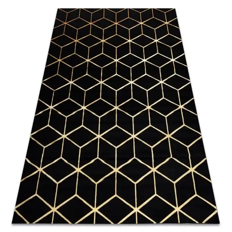 Acquista Ora Tappeto moderno 3D GLOSS 409C 86 Cubo elegante, glamour, art deco nero / oro
