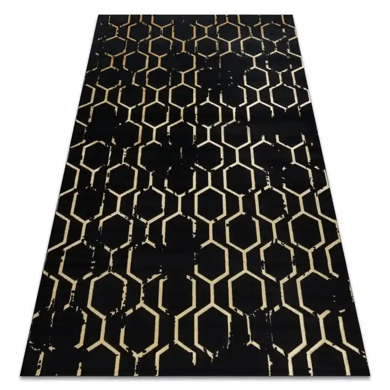 Prezzo Basso Tappeto GLOSS moderno 407C 86 elegante, glamour, art deco nero / oro