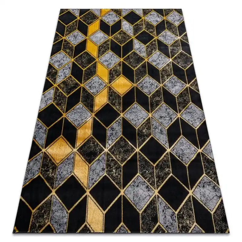 Scelto Dai Clienti Tappeto GLOSS moderno 400B 86 elegante, glamour, art deco, 3D geometrico nero / oro