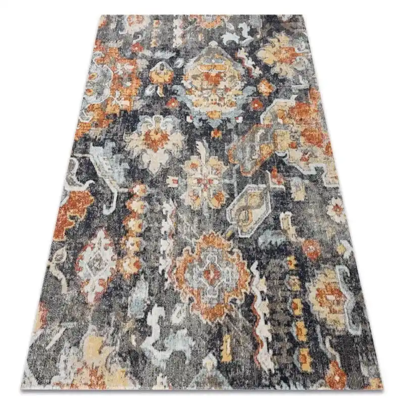 Tappeto moderno MUNDO orientale vintage da esterno nero / giallo Non Perdere
