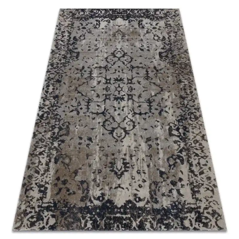 Tappeto moderno MUNDO ornamento, telaio vintage da esterno beige / nero Economico
