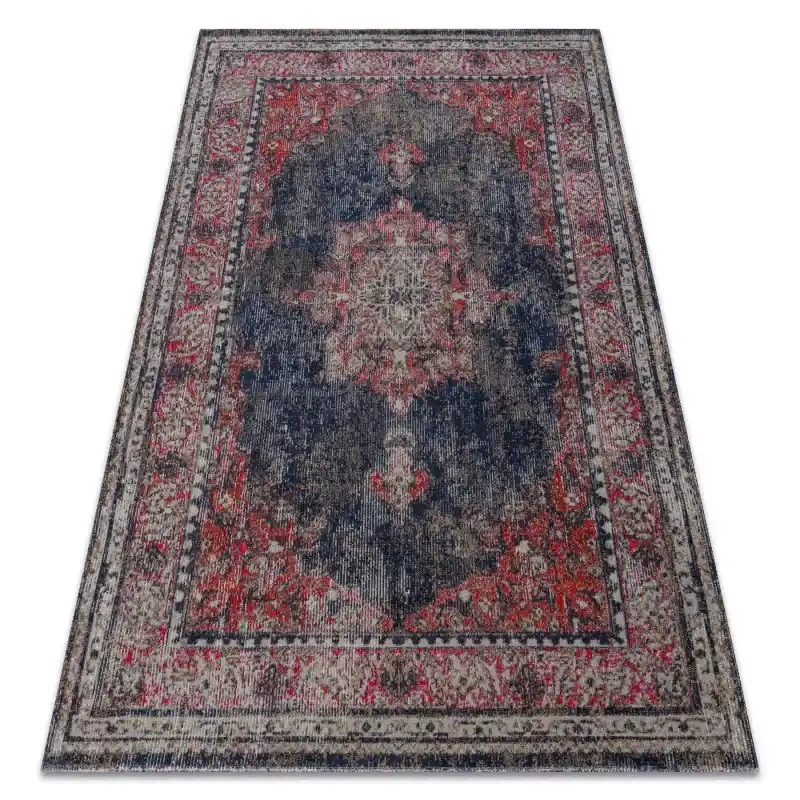 Tappeto moderno MUNDO ornamento, telaio vintage da esterno rosso / nero Miglior Prezzo