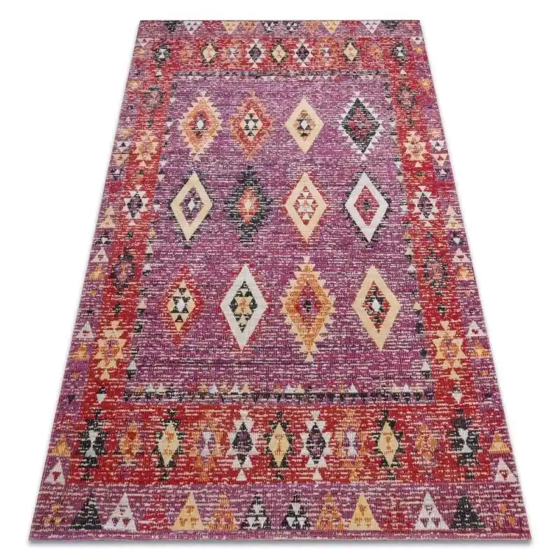 Economico Tappeto moderno MUNDO diamanti boho da esterno rosa / beige