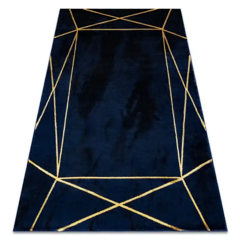 Tappeto EMERALD esclusivo 1022 glamour, elegante géométrique blu scuro / oro Compra Adesso