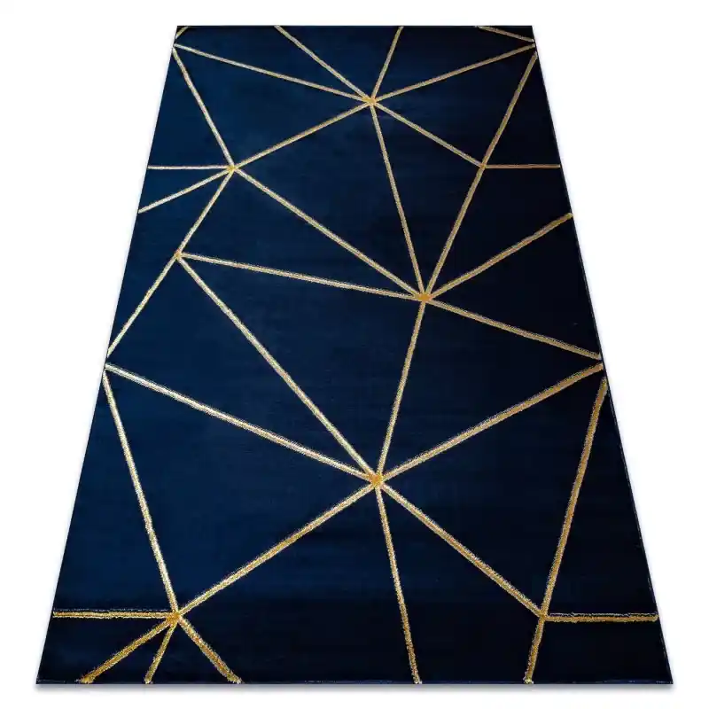 Tappeto EMERALD esclusivo 1013 glamour, elegante géométrique blu scuro / oro Compra Adesso