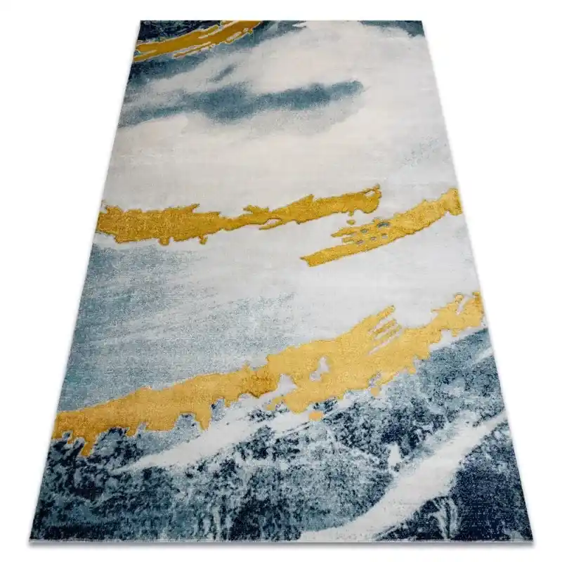 Tappeto EMERALD esclusivo 1023 glamour, elegante astrazione blu / oro Ultime Pezzi