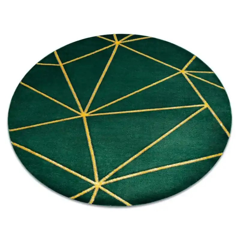 Tappeto EMERALD esclusivo cerchio - glamour, elegante géométrique verde bottiglia / oro Novità