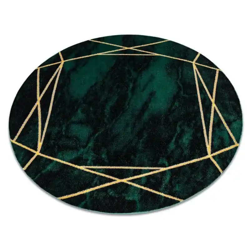Tappeto EMERALD esclusivo 1022 cerchio - glamour, elegante Marmo, géométrique verde bottiglia / oro Consegna Rapida