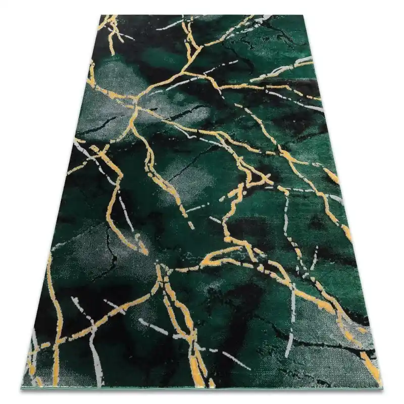 Tappeto EMERALD esclusivo 1018 glamour, elegante Marmo verde bottiglia / oro Offerta Limitata