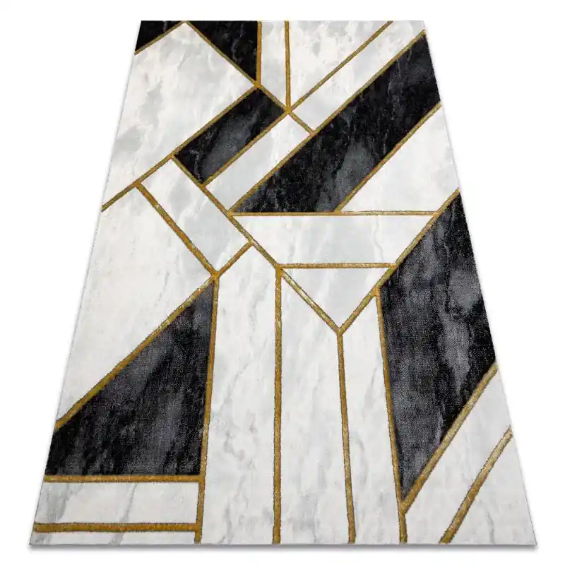 Tappeto EMERALD esclusivo glamour, elegante Marmo, géométrique nero / oro Novità