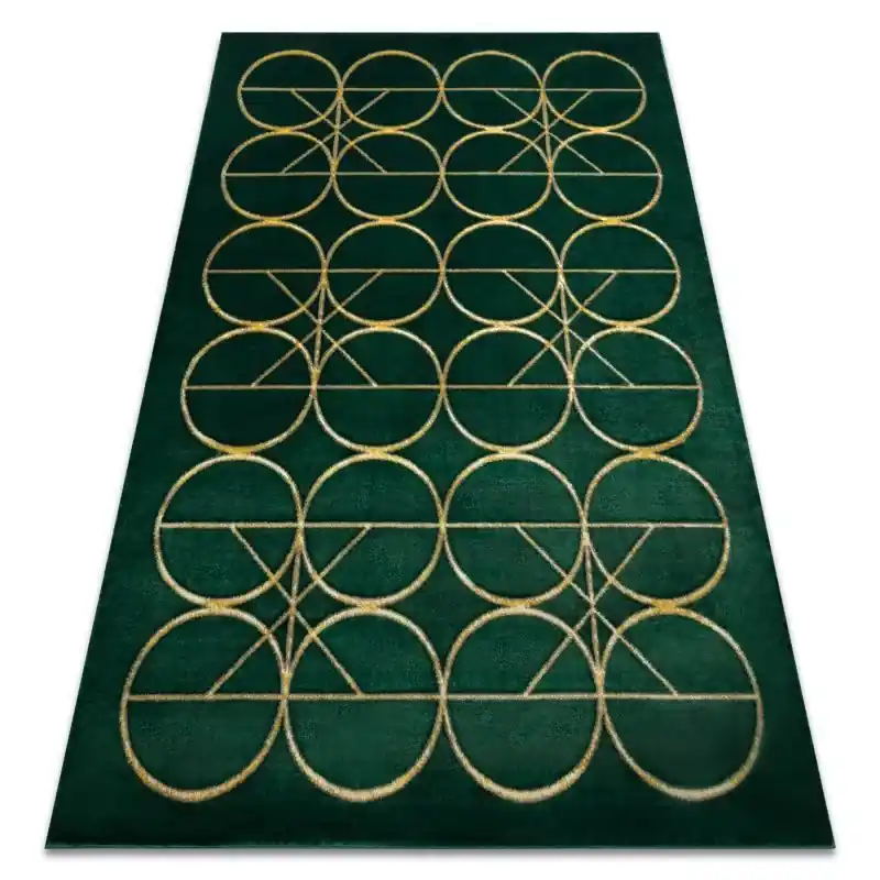 Scelto Dai Clienti Tappeto EMERALD esclusivo glamour, elegante cerchi verde bottiglia / oro