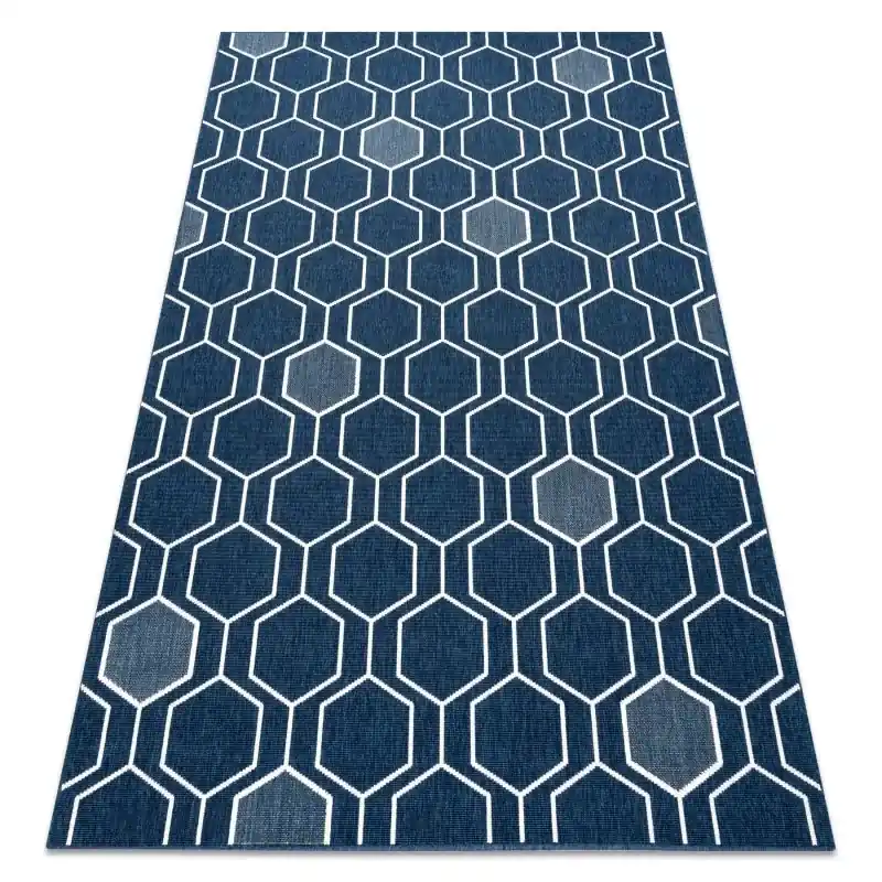 Tappeto SPRING 20404994 Hexagon, di corda, ad anello - blu Ultima Occasione