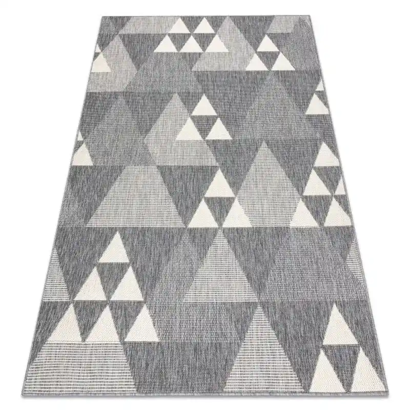 Professionale Tappeto SPRING 20409332 triangoli, di corda, ad anello - grigio