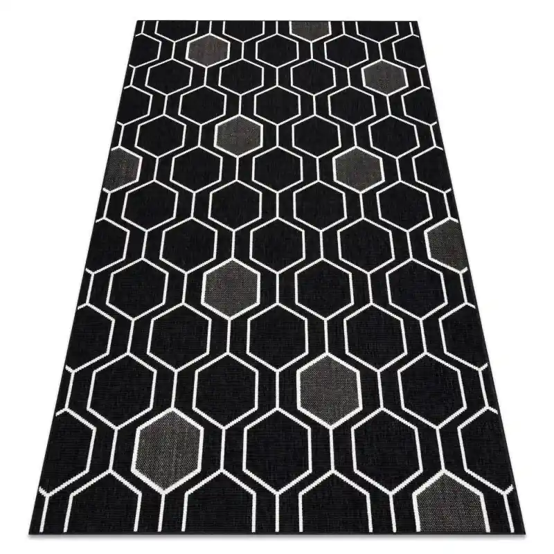 Tappeto SPRING 20404993 Hexagon, di corda, ad anello - nero A Buon Prezzo