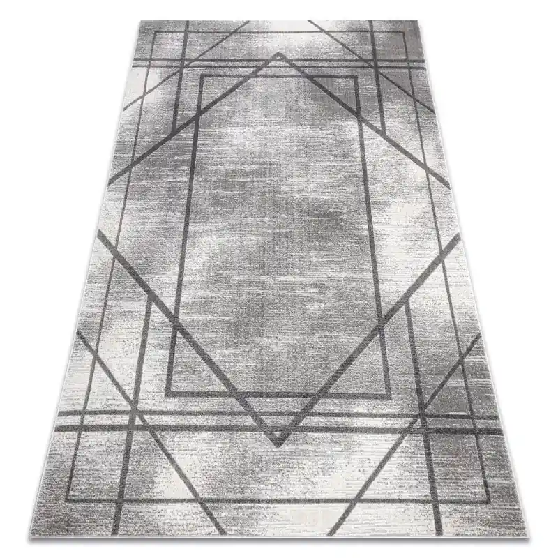 Tappeto NOBLE moderno 45 Vintage, geometrico, linee - Structural due livelli di pile grigio Economico