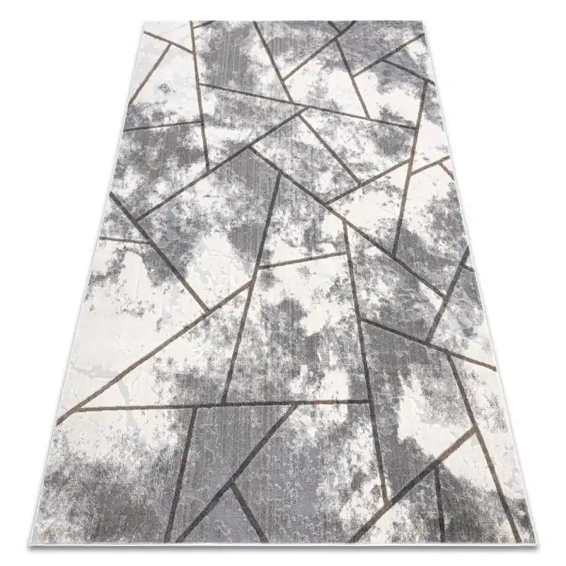 Vendita Finale Tappeto NOBLE moderno 67 Vintage, geometrico - Structural due livelli di pile crema / grigio