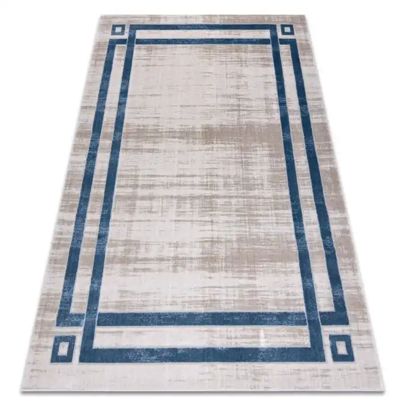 Tappeto NOBLE moderno 1539 68 Telaio vintage - Structural due livelli di pile crema / blu Offerta Speciale