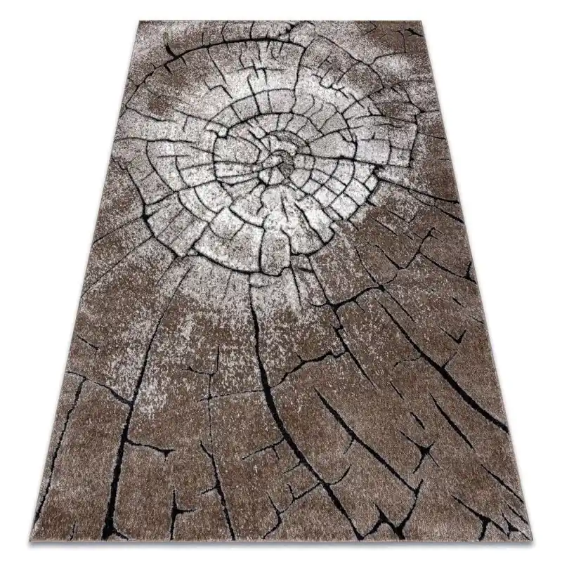 Tappeto moderno COZY Wood, tronco d& 039;albero - Structural due livelli di pile maro A Buon Prezzo