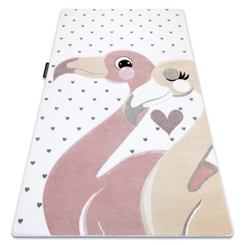 Professionale Tappeto PETIT FLAMINGOS FENICOTTERI CUORI crema