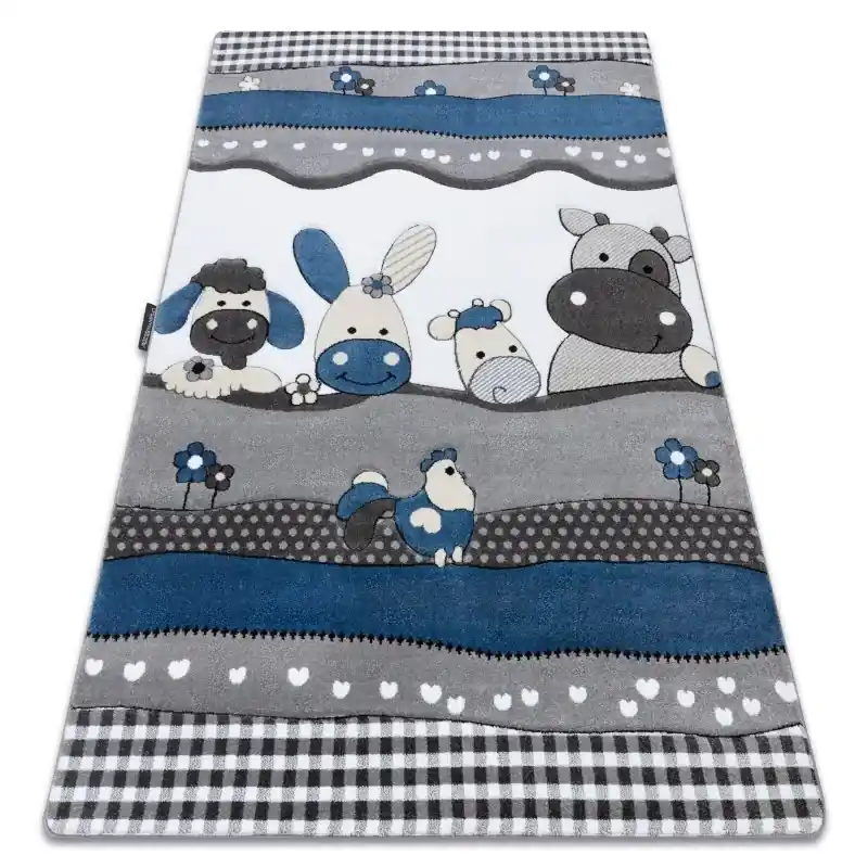 Offerta Speciale Tappeto PETIT FARM AZIENDA AGRICOLA ANIMALI blu