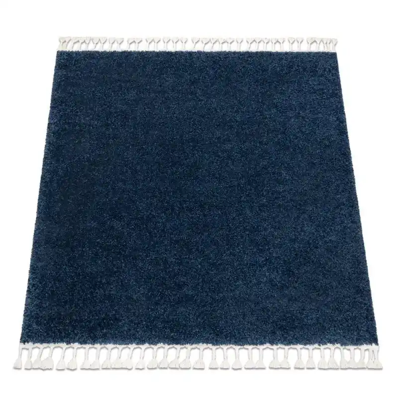 Popolare Tappeto BERBER quadrato blu scuro Frange berbero marocchino shaggy