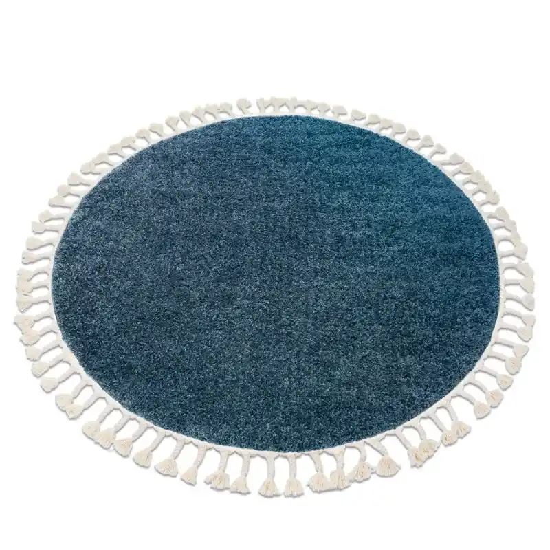 Popolare Tappeto BERBER cerchio blu Frange berbero marocchino shaggy