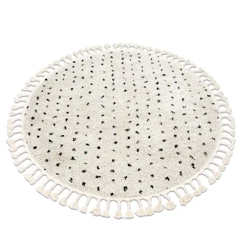 Tappeto BERBER SYLA cerchio puntini crema Frange berbero marocchino shaggy Prezzo Di Fabbrica
