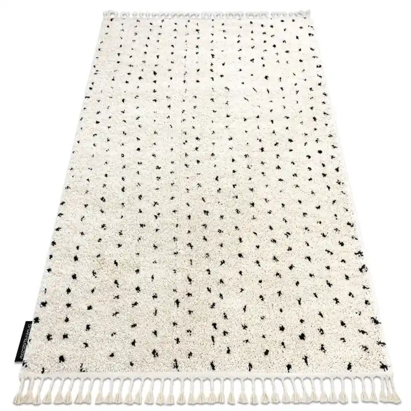 Tappeto BERBER SYLA puntini crema Frange berbero marocchino shaggy Prezzo Conveniente