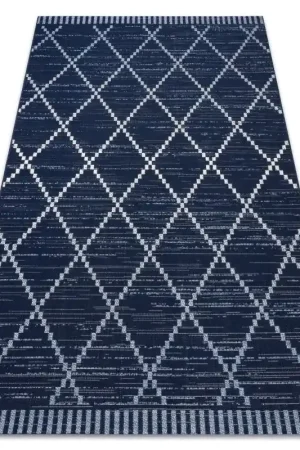 Ultimissimo Modello Tappeto DI SPAGO SISAL Colore 47268/309 Rombi Quadri Blu