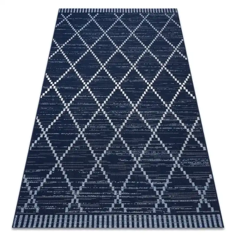 Ultimissimo Modello Tappeto DI SPAGO SISAL Colore 47268/309 Rombi Quadri Blu