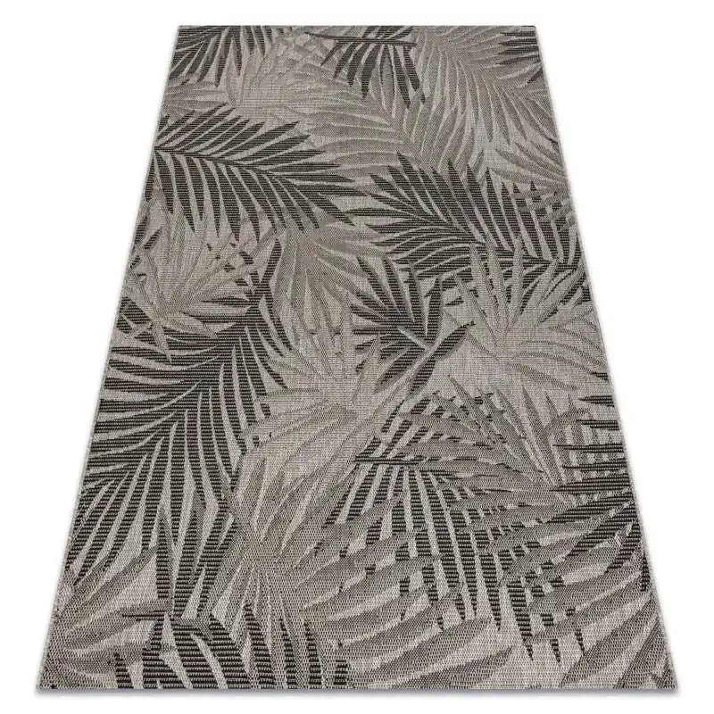 Soddisfatti O Rimborsati TAPPETO DI SPAGO SISAL FLOORLUX FOGLIE argento / nero GIUNGLA