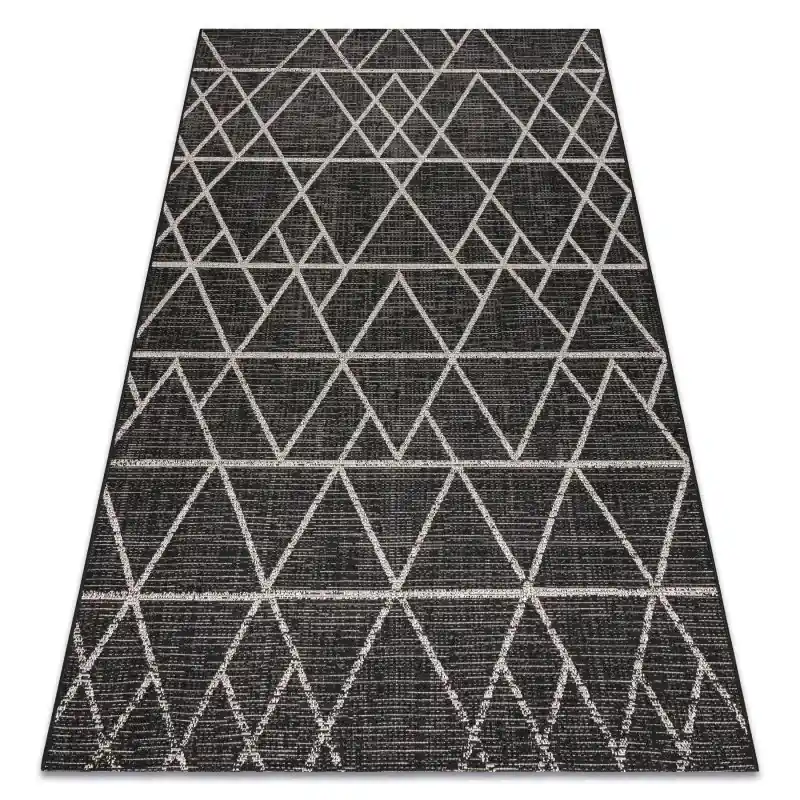 Nuovo Arrivo TAPPETO DI SPAGO SISAL FLOORLUX 20508 nero / argento TRIANGOLI