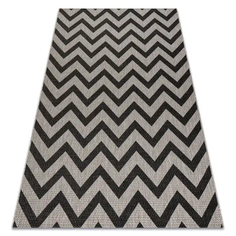Novità TAPPETO DI SPAGO SISAL FLOORLUX argento / nero ZIGZAG