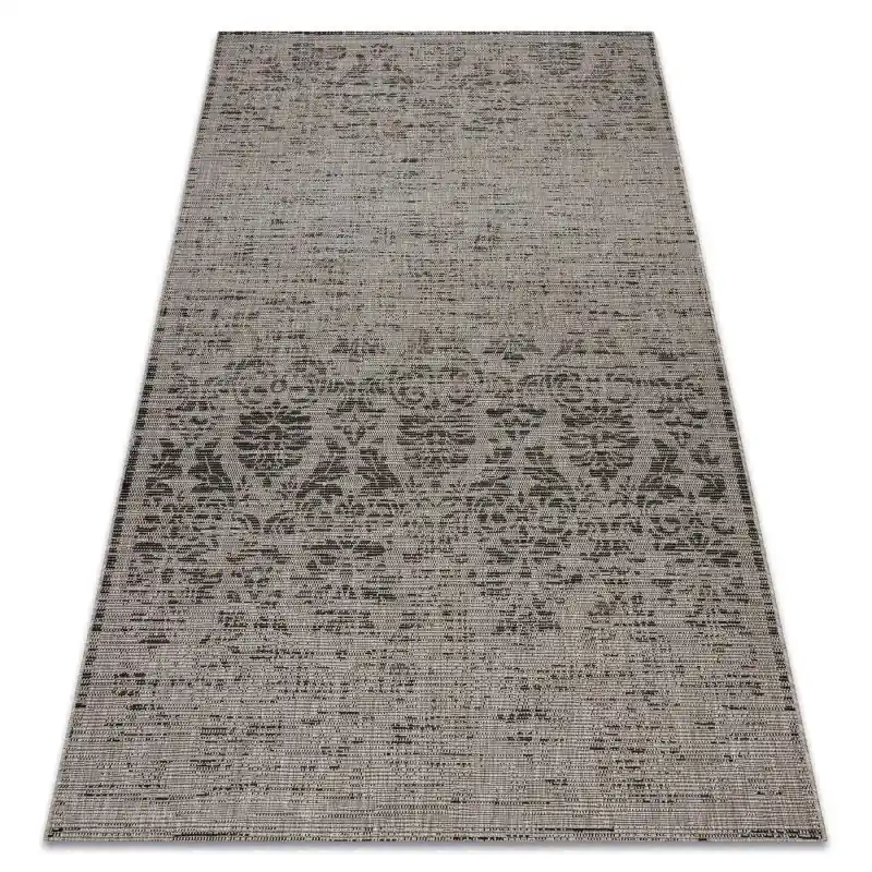TAPPETO DI SPAGO SISAL FLOORLUX 20211 argento / NERO Prezzo Conveniente