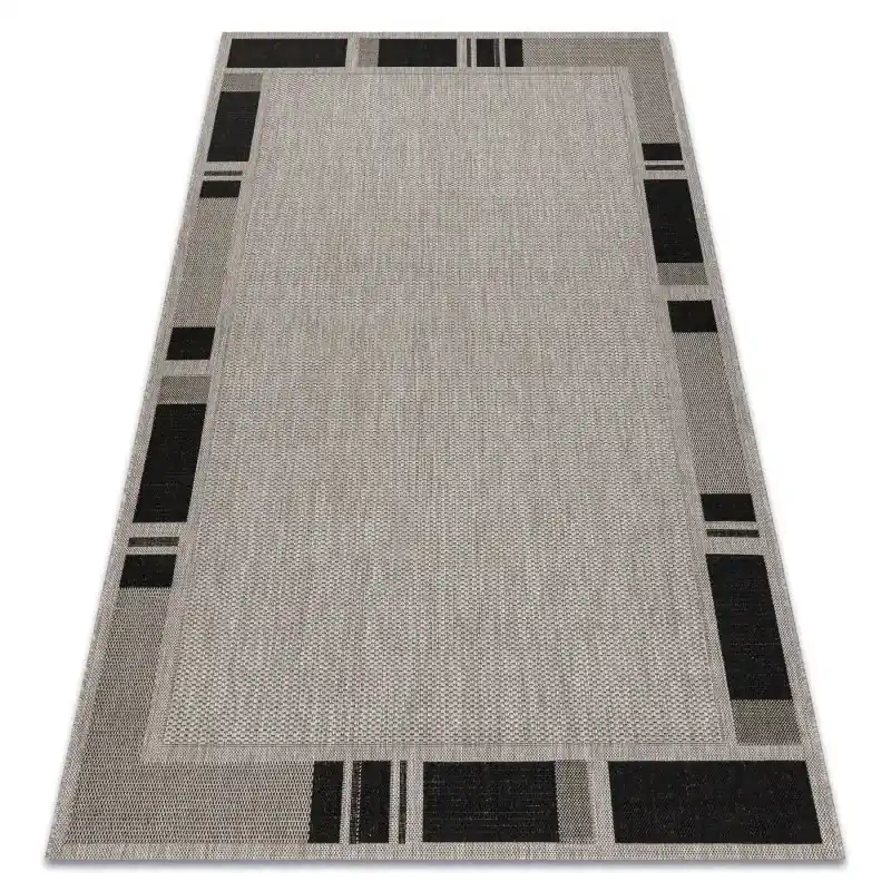 TAPPETO DI SPAGO SISAL FLOORLUX 20195 argento / NERO Promo Stagionale