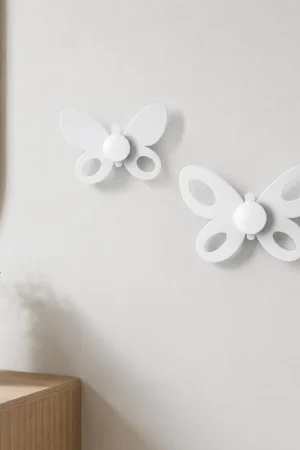 Appendiabiti da parete moderno con 2 ganci e farfalle in metallo Compra Online