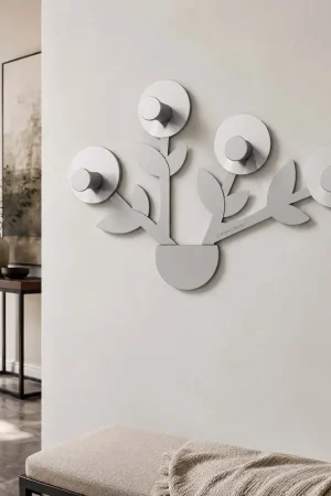Acquista Ora Appendiabiti da parete per ingresso vaso con fiori a 4 ganci